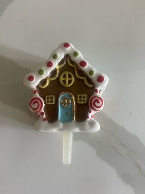 Nora Fleming Gingerbread House Tap - Brown, White, Red, Green, Blue, Gold